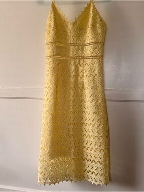 Soprano Lemon Lace V-Neck Midi Dress From Nordstrom